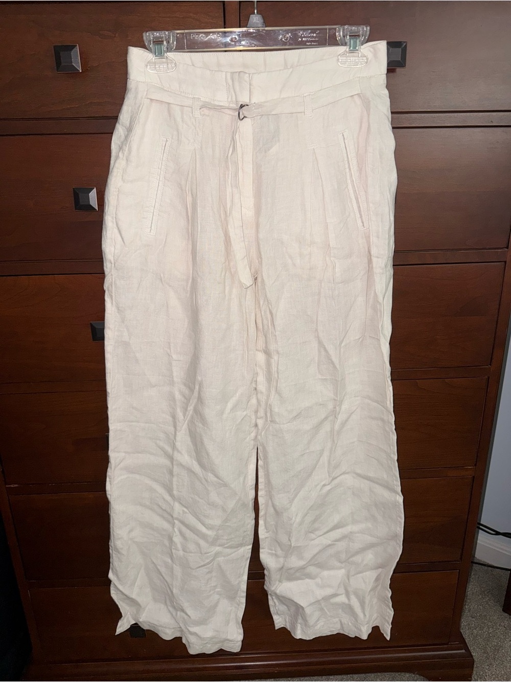 Wrap London Ivory Linen Wide-Leg Pants